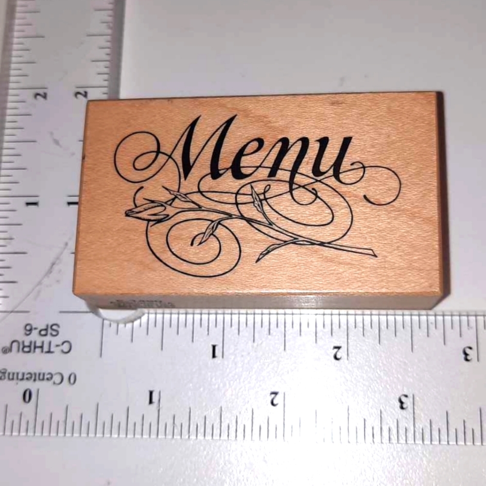 Elegant Menu Rose Rubber Stamp
